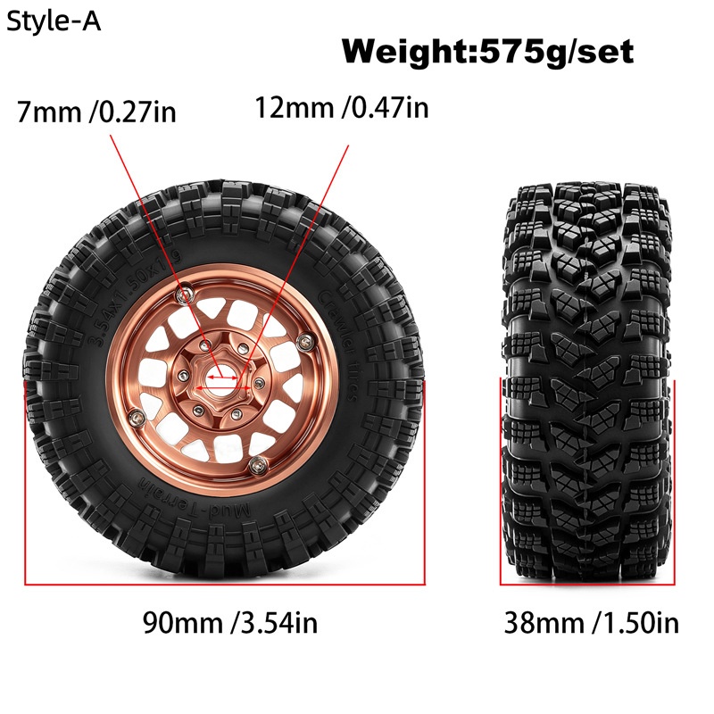 4pcs 90*38mm 1.9 inch Metal RC - Rc Crawler 4X4 recension och pris