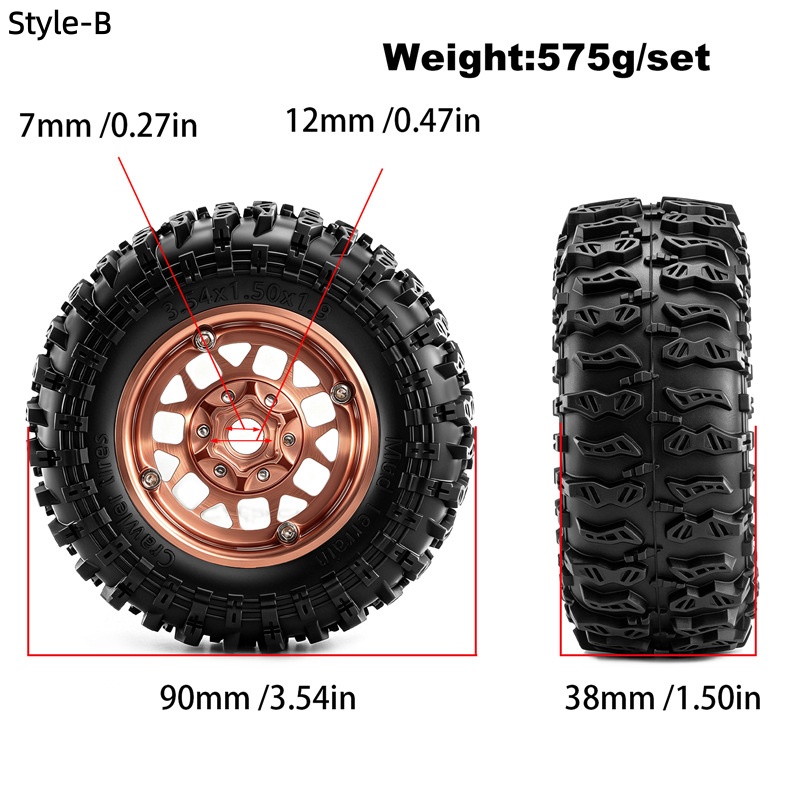 4pcs 90*38mm 1.9 inch Metal RC - Rc Crawler 4X4 recension och pris
