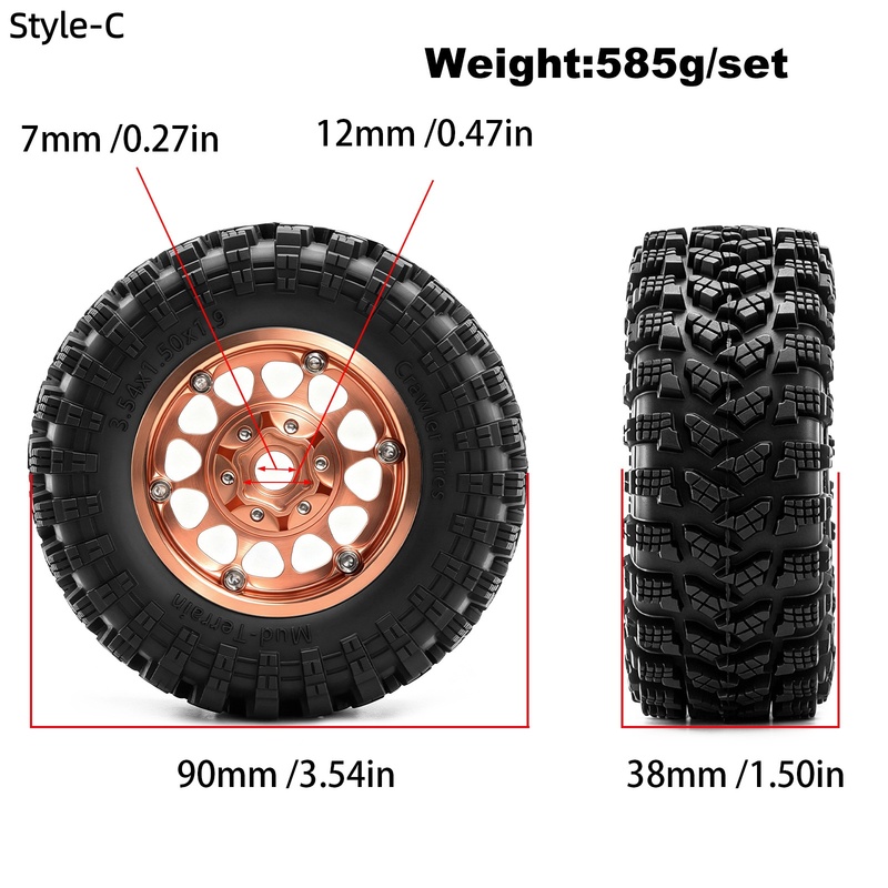 4pcs 90*38mm 1.9 inch Metal RC - Rc Crawler 4X4 recension och pris